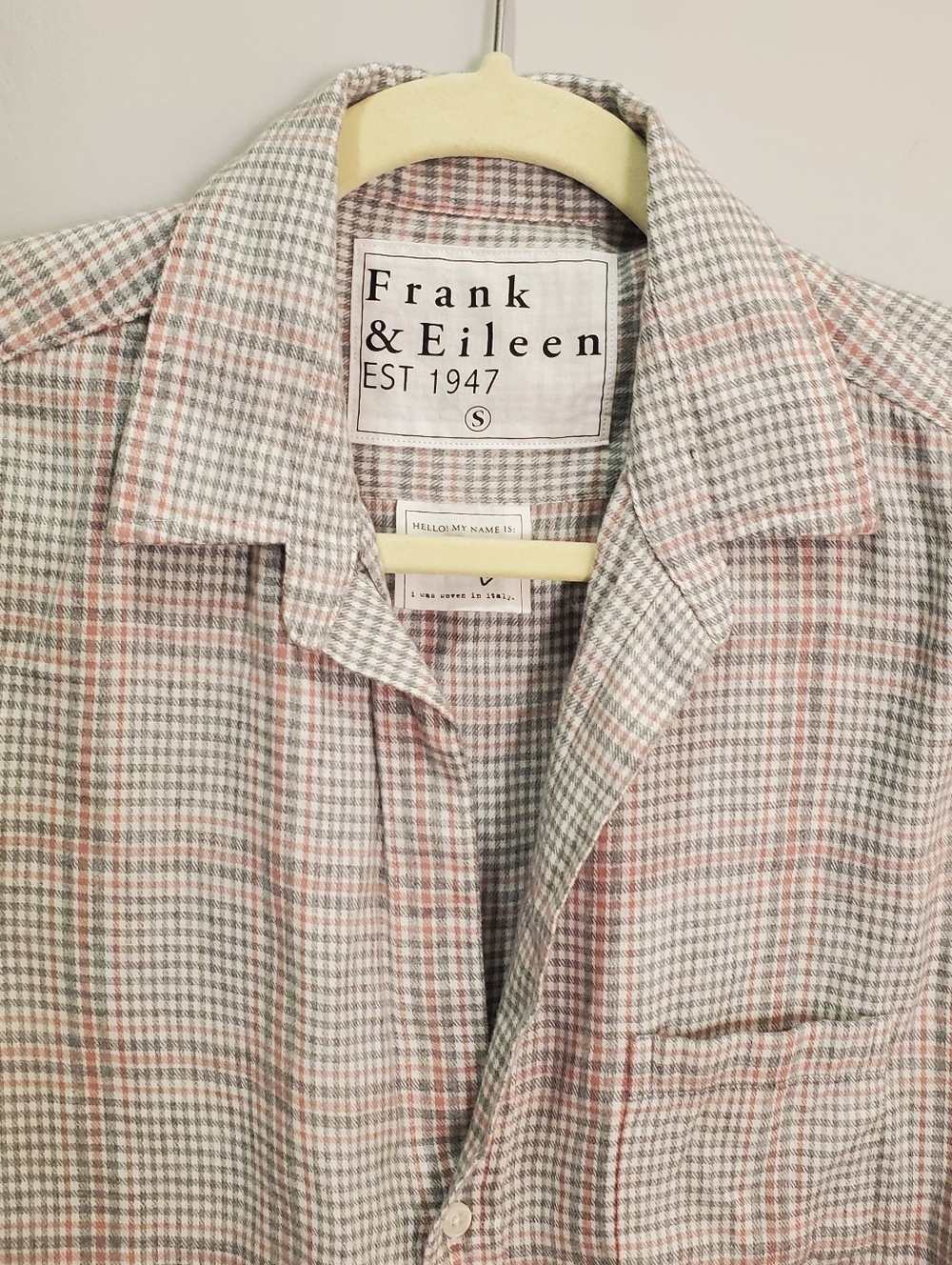 Frank & Eileen Eileen Relaxed Button-Up Shirt in Camel, Cream, Gray Plaid Size S - Picture 14 of 14